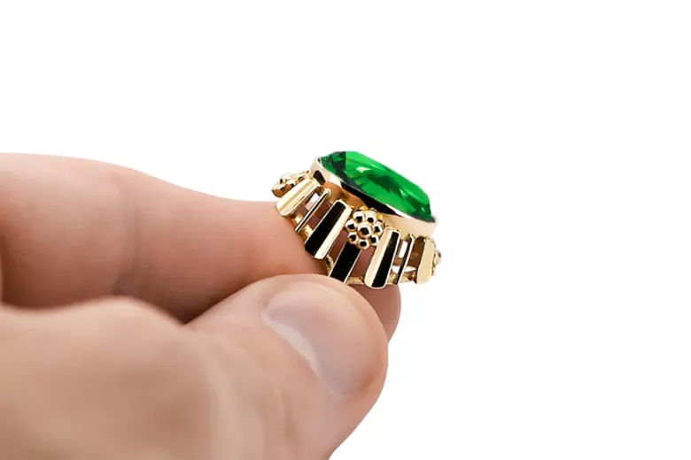 Vintage Jewlery Ring Emerald 14K Yellow gold vrc043y